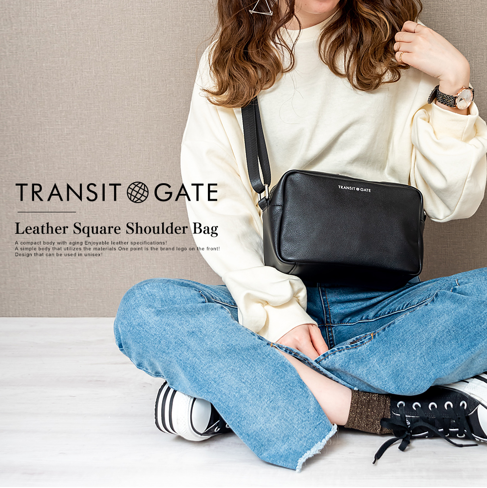 TransitGate G2 本革 スクエア ショルダーバッグ 